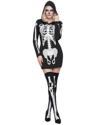 Womens Sexy Skeleton Bodysuit Costume With Suspenders