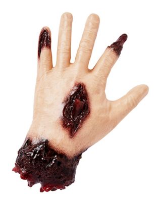 Severed Fake Hand on Hook Halloween Decoration