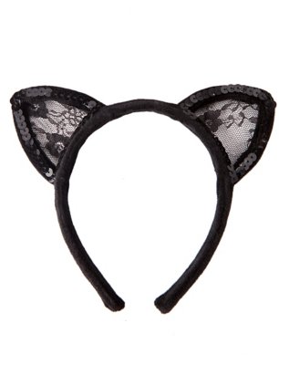 Black Lace Cat Ears by Spirit Halloween
