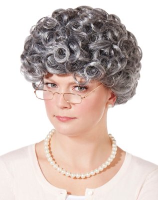 Curly Old Woman Wig by Spirit Halloween