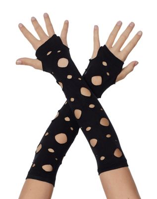 Tattered Black Arm Warmers - Spirit Halloween