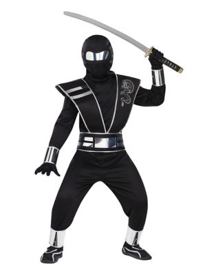 Spooktacular Kids Silver Ninja Costume with Foam Accessories L