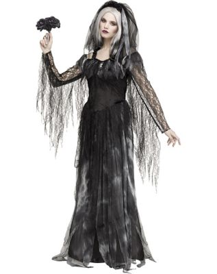 Adult Corpse Bride Costume Women Dead Zombie Creepy Scary Halloween