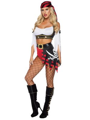 Wicked Pirate Costume Set, Red/White/Black, Small - Spirit Halloween