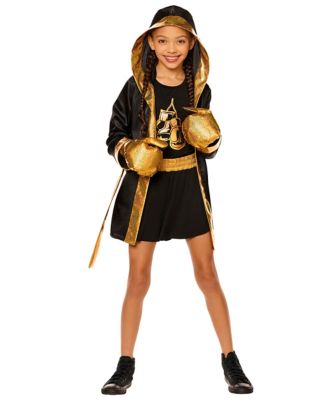 Kids Gold Boxer Costume, Black/Gold, Large - Spirit Halloween