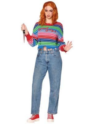 Adult Chucky Sweater and Knife Set, Blue, X Small - Spirit Halloween