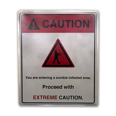 19 Inch Caution Zombie Area Sign - Decorations