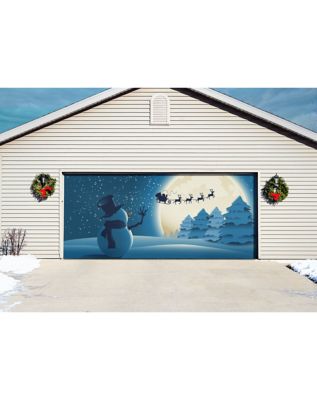Snowman Garage Double Door Cover, Multi - Spirit Halloween
