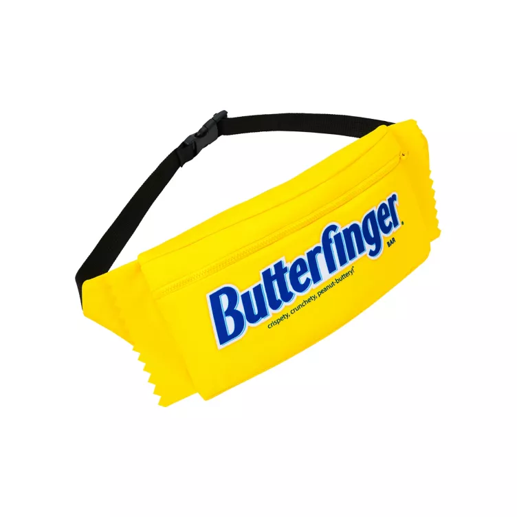 Yellow Butterfinger branded fanny pack
