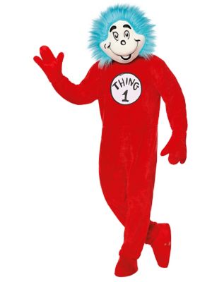 Adult Thing 1 and 2 Mascot Jumpsuit Costume - Dr. Seuss, Red, XXL - Spirit Halloween