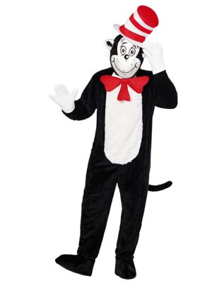 Adult Cat in the Hat Mascot Jumpsuit Costume - Dr. Seuss, Multi-Color, Small/Medium - Spirit Halloween