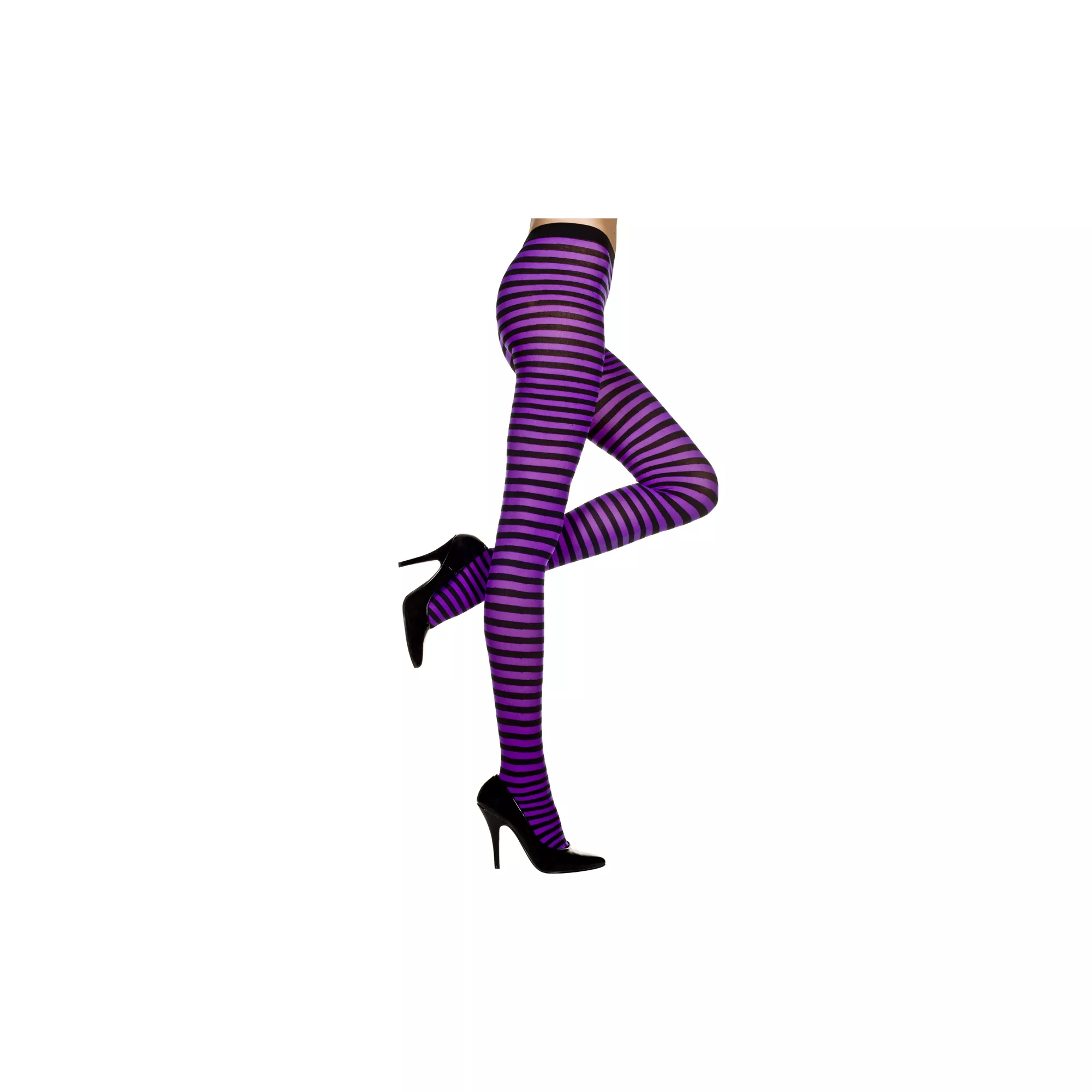Black and Purple Striped Tights at Spencer's