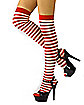 Red and White Striped Thigh Highs Stockings