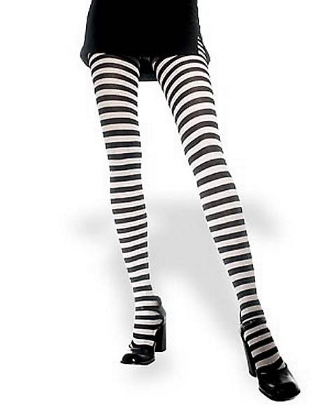 Black and White Striped Plus Size Tights - Spirithalloween.com