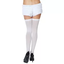 Thigh High White Tights with Bow at Spencer's