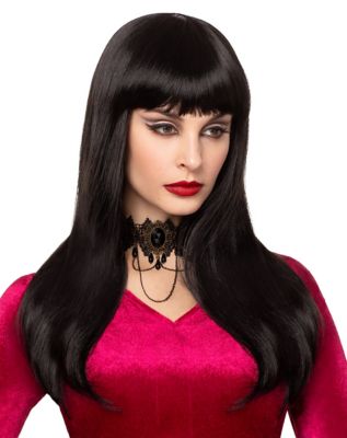 Long Black Wig with Bangs