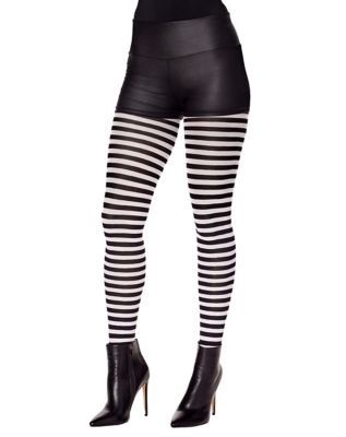 Black and White Striped Tights 