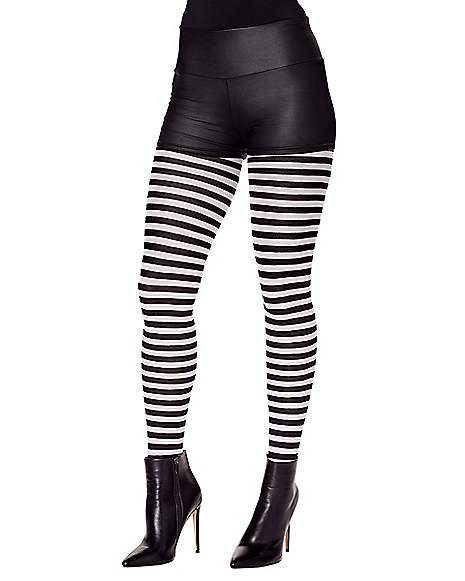 Black and White Striped Tights - Spirithalloween.com