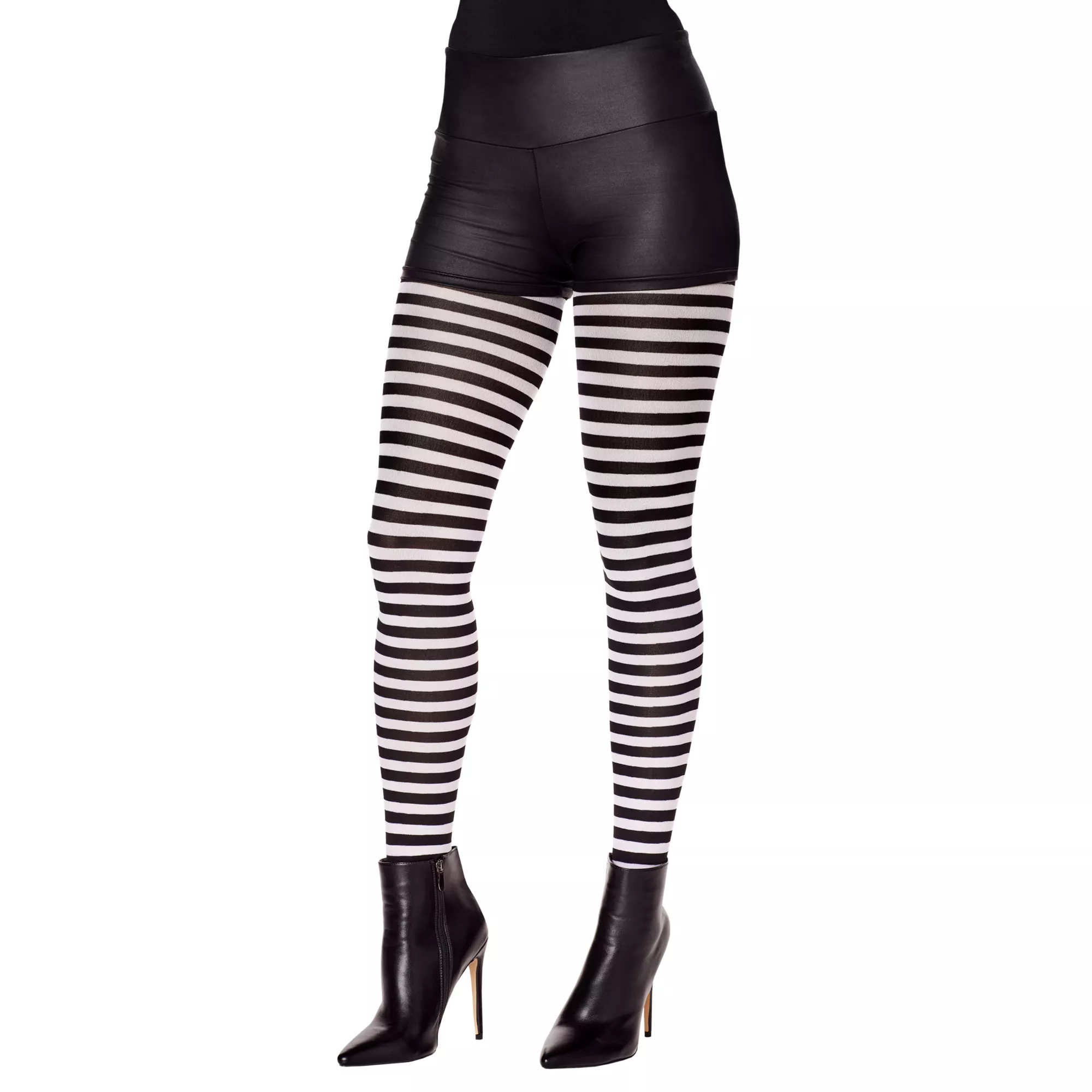 Black and White Striped Tights at Spencer's