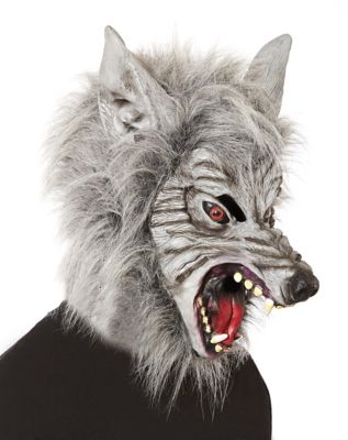 Grey Faux Fur Wolf Full Mask with Hands - Spirithalloween.com