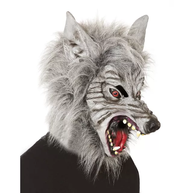 Grey Faux Fur Wolf Full Mask with Hands at Spencer's
