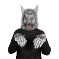 Grey Faux Fur Wolf Full Mask with Hands at Spencer's