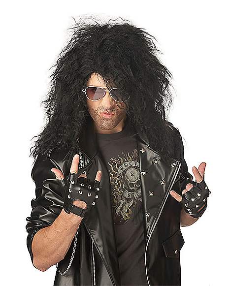 Black Heavy Metal Rocker Wig