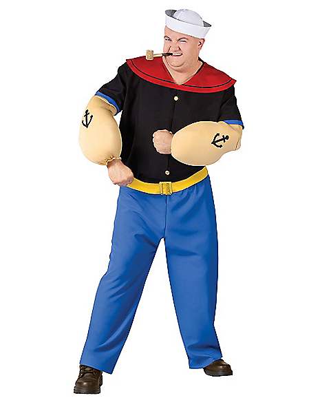 Adult Licensed Cartoon Popeye Sailor Mens Fancy Dress Costume Party Outfit SALE 
