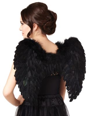 Black Faux Feather Wings - Spirithalloween.com