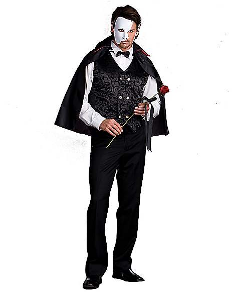 Details about   CL541 Dark Opera Masquerade Phantom Mysterious Mens Costume Halloween Horror
