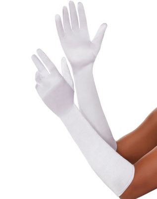 Long white silk deals gloves