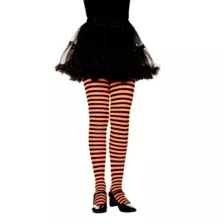 Black and Orange Striped Girls Tights Spirithalloween