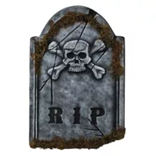 1.5 Ft Skull Face Tombstone with Moss at Spirit Halloween