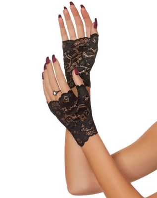 Short lace store gloves black