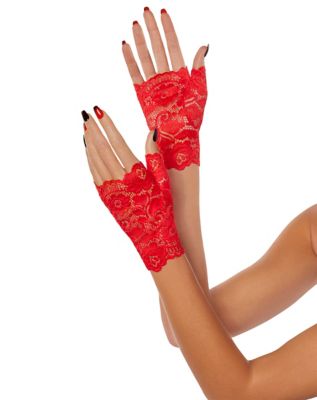 Red Lace Gloves Costume Accessory