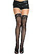 Vertical Striped Fishnet Thigh High Stockings