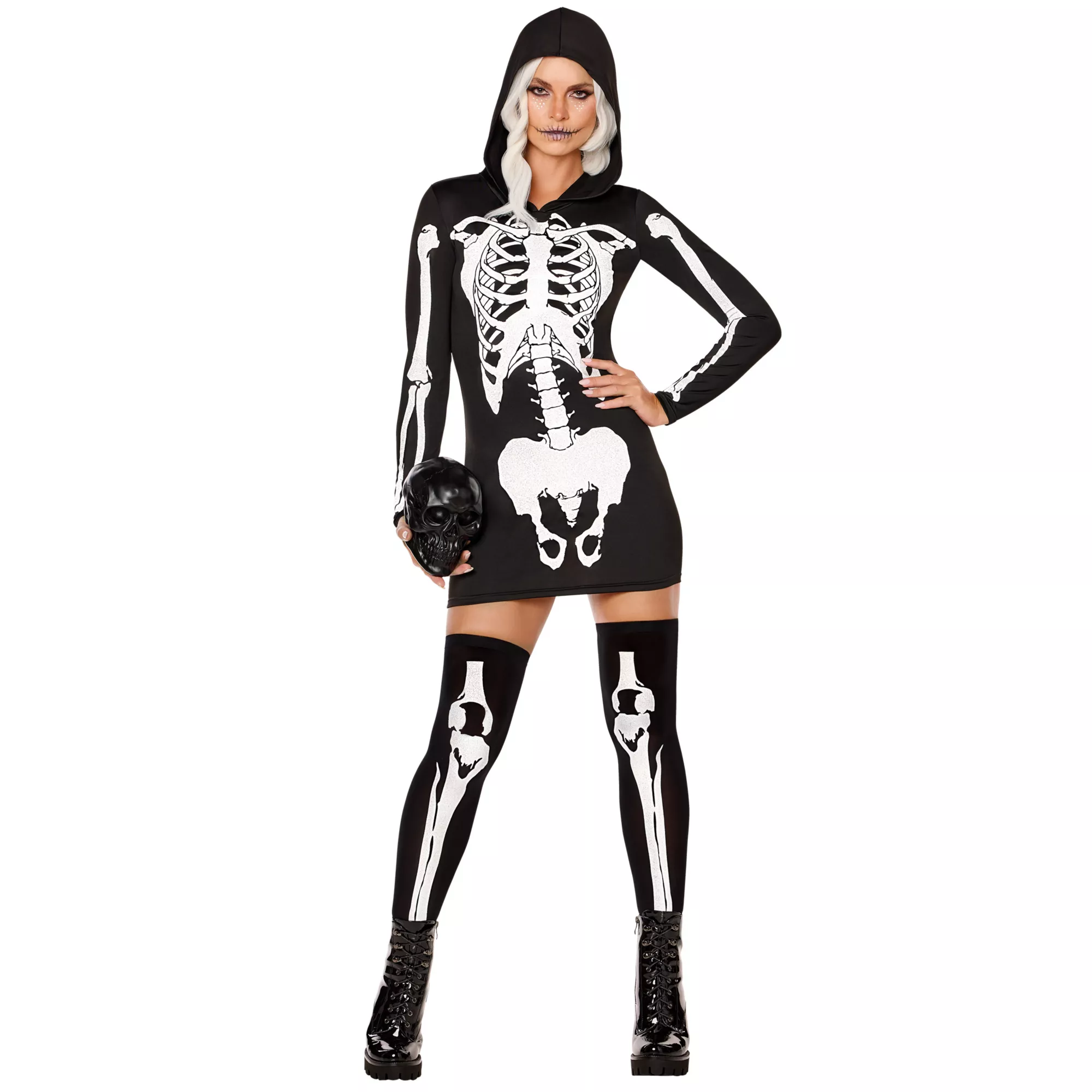Adult Hooded Holographic Skeleton Costume at Spencer's