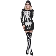 Ladies Halloween Skeleton Bones Dress Bodysuit Jumpsuit Leggings Plus Size 4-16 