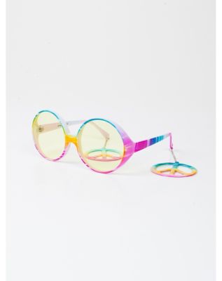 Holographie-Brille 'Peace' Von Party-Discount | Hippie-Style Mit Eingearbeitetem Motiv | Perfekt Für Kostüme & Partys