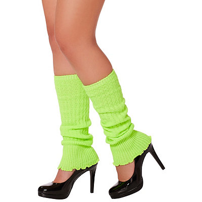 80s Neon Green Lace Footless Tights