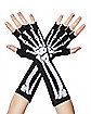 Long Printed Skeleton Fingerless Gloves