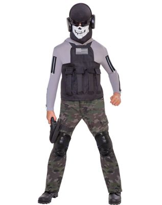  Boy's Skull Military Costume Skull Soldier Costume for