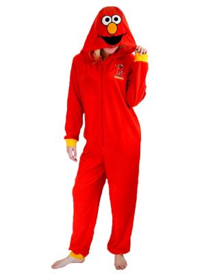 Elmo Adult Womens Hooded Pajamas