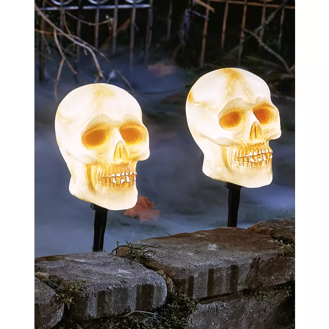 7.5 Inch LED Strobing Skull Head Lawnstakes at Spirit Halloween