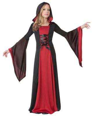 Kids Black and Red Hooded Vampire Robe - Spirithalloween.com