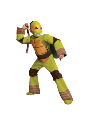 Nickelodeon Teenage Mutant Ninja Turtles Deluxe Michelangelo Boy's  Halloween Fancy-Dress Costume for Child, S 