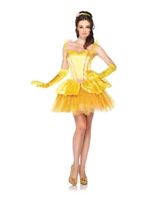 High Quality Disney Belle Princess Dress Adult Yellow Moive Beauty