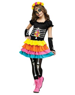 Day Of The Dead Skelett-Kostüm Für Kinder – Größe 11-13 Jahre, Schwarz/Weiß, Inkl. Mantel, Hemd & Hut