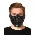 Black Metallic Skull Half Mask at Spencer's