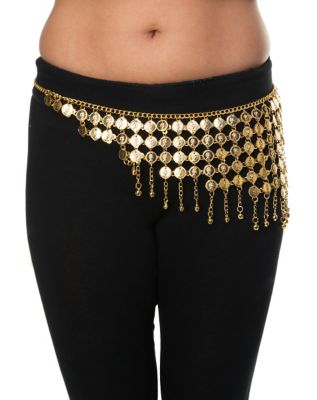 mported Belly Dance Belt Black With Gold Coins Black